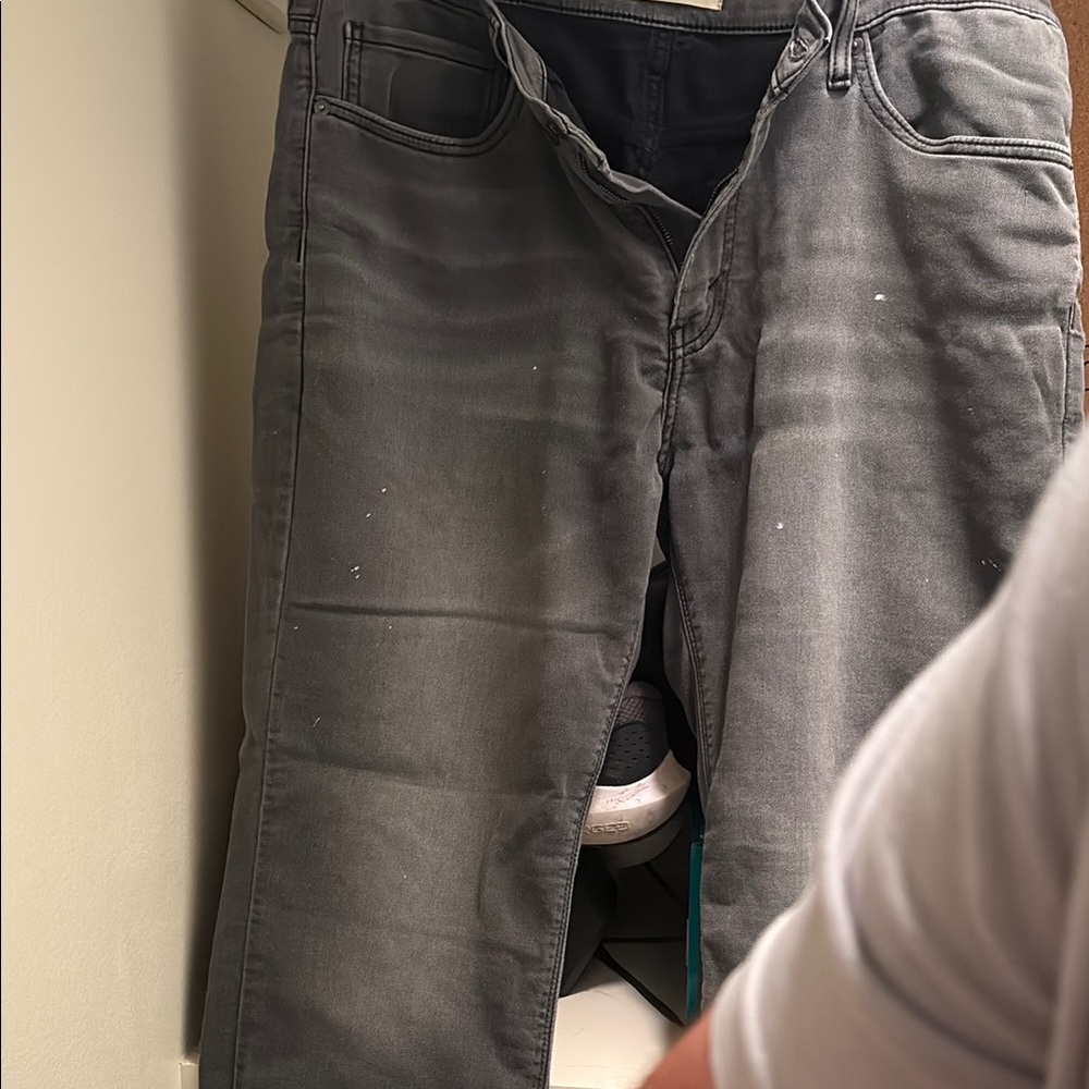 Gray Slim Fit Jeans with Faded Wash